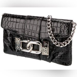 New Michael Kors embossed crocodile alligator handbag clutch